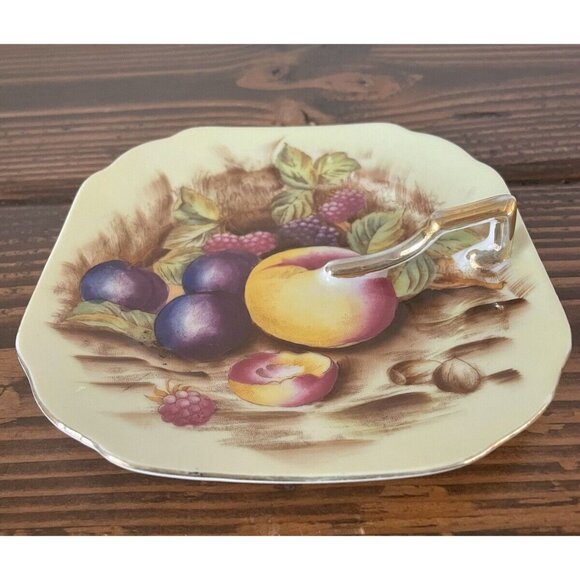 Made in Occupied Japan, Gold Handled Serving Plate, Vintage Handpainted Fruit - Picture 7 of 7